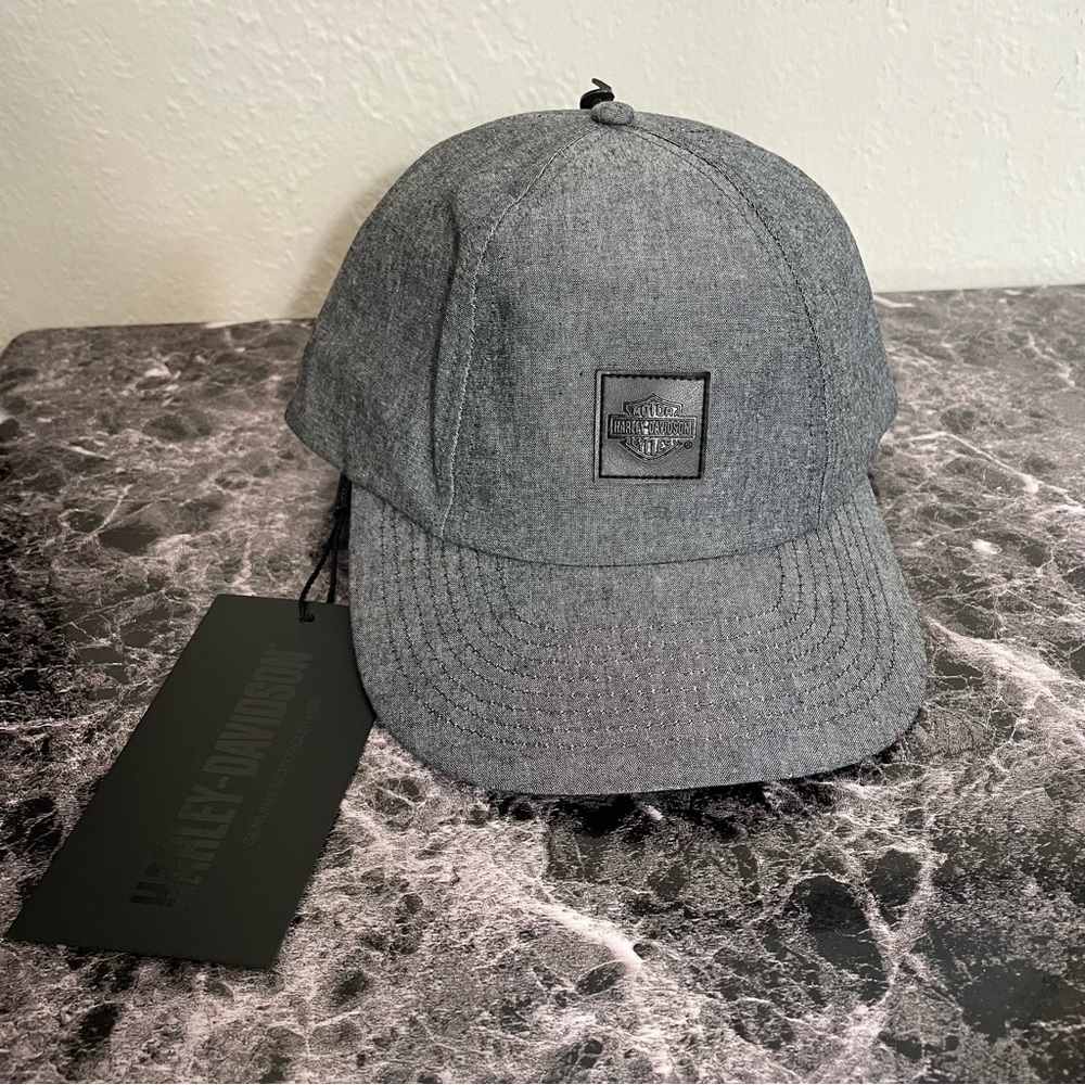 Harley Davidson Hat Blue Woven Flat Bill Cap Unisex One Size New With Tags